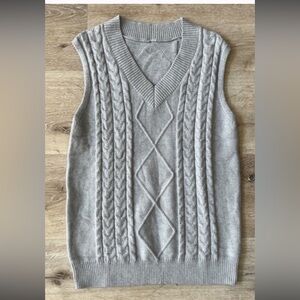 Gray Cable Knit Women's Sweater Vest